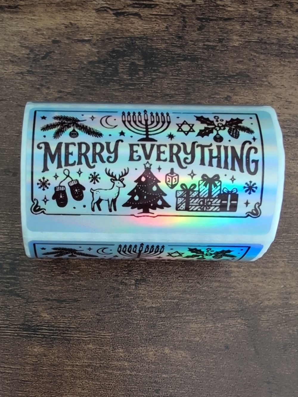 Merry Everything Silver Holiday Stickers Bundle of 50 2.2 Inch X 1.3 Inch